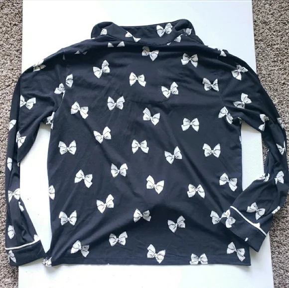 Kate Spade Bow Pajama Set Womens Small Black White 2-piece Bows Pants Top #42 - Picture 4 of 11